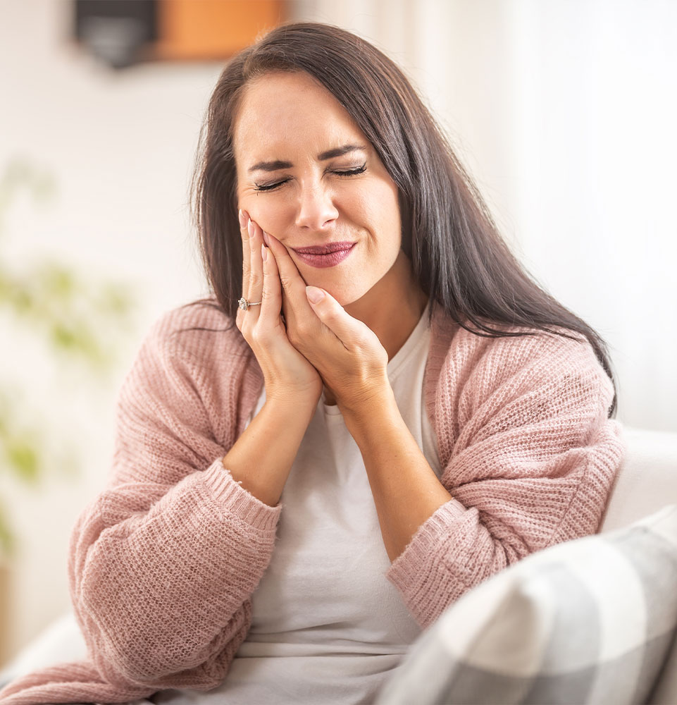person having mouth pain